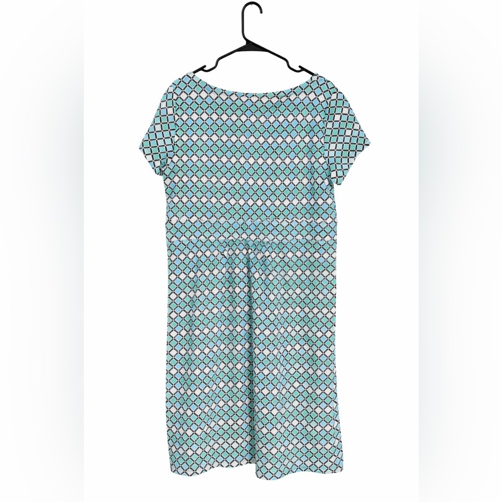 Charter Club Midi Dress XL NEW w/ Tags Geometric Turquoise Mint Scoop Neck - Picture 2 of 2
